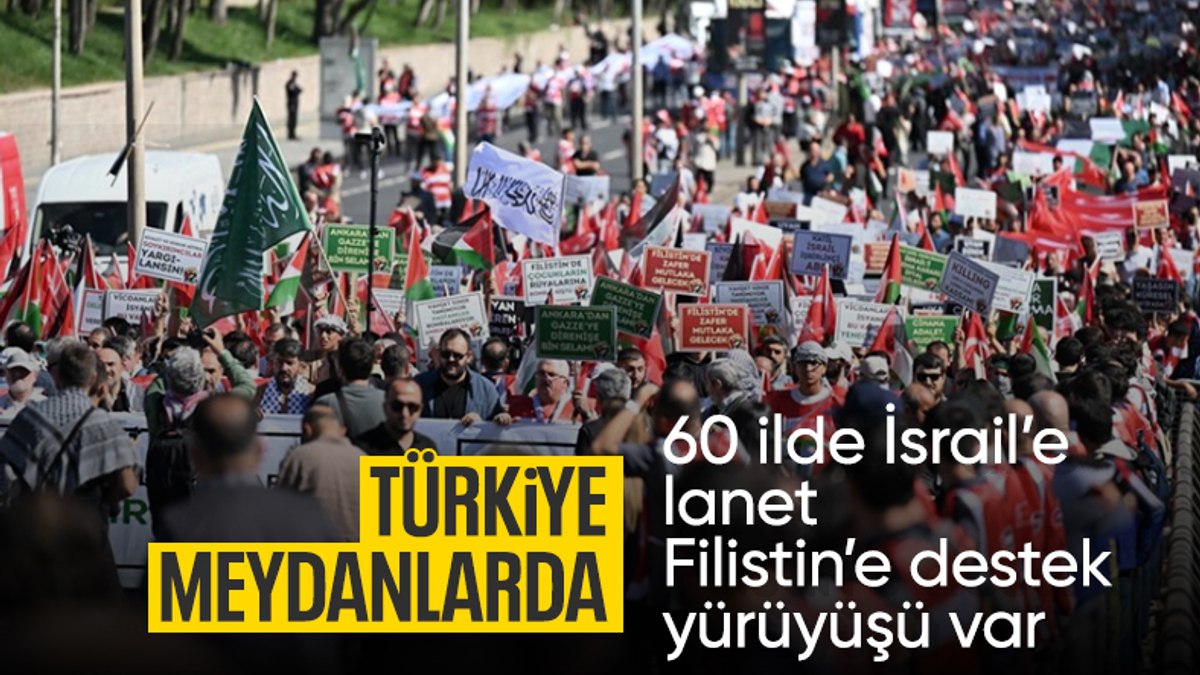 Türkiye genelinde Filistin için destek yürüyüşü