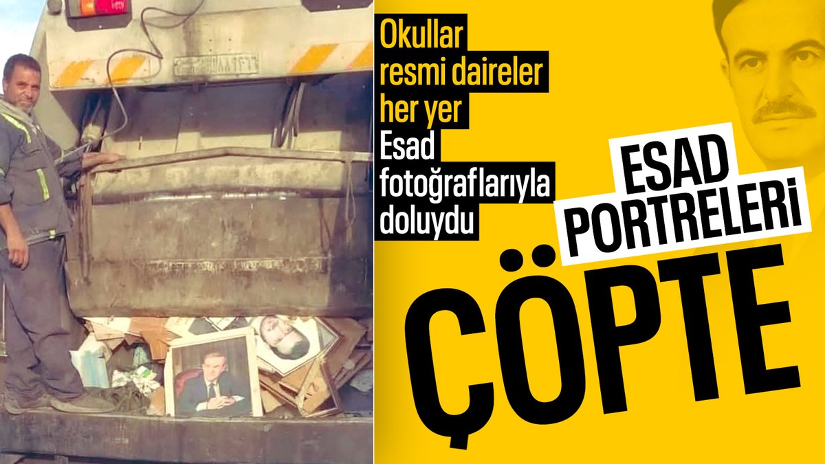 Suriye’de bir devrin sonu: Çöp kamyonları Esad’ın fotoğraflarını sokaktan topluyor