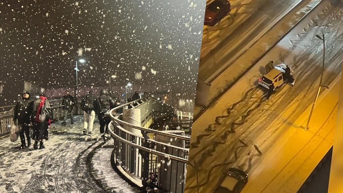 İstanbul’da kar manzaraları! Sürücüler zor anlar yaşadı